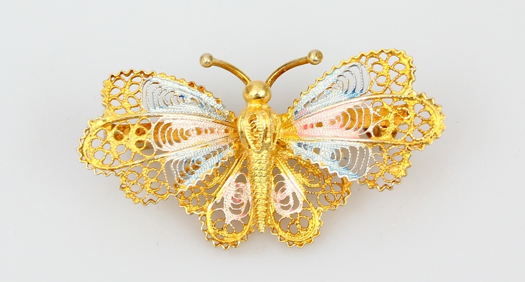 Silver Art Nouveau gold-plated brooch 