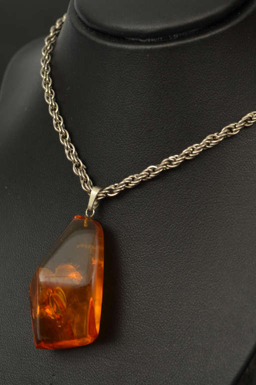 Amber pendant with chain