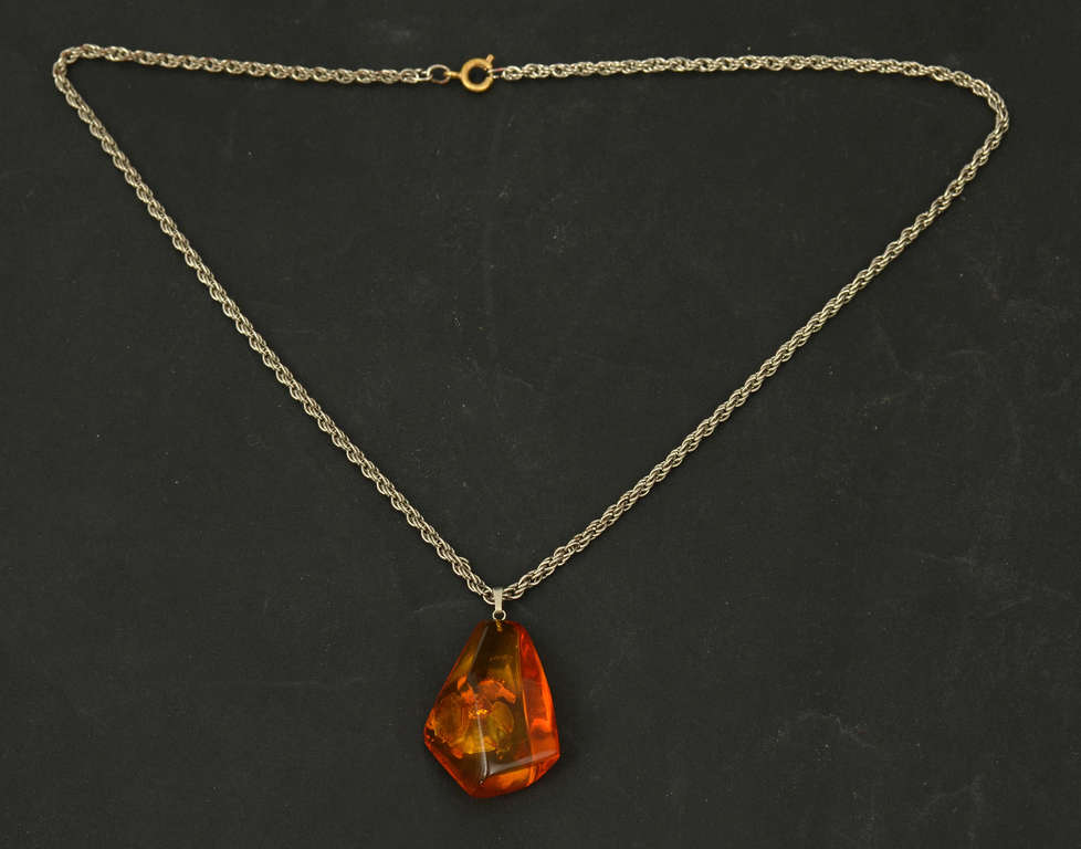 Amber pendant with chain