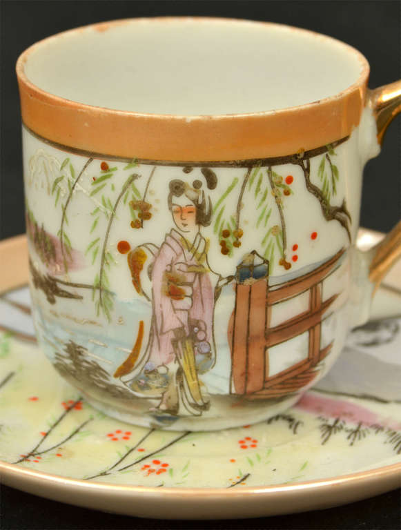 Japanese porcelain cup with saucer 