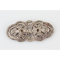 Silver Art Nouveau brooch with marcasite crystals