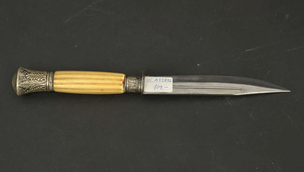 Knife with silver finish