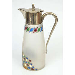 Painted glass decanter with metal finish