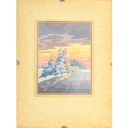 Glezna - kartiņa - Ziemas ainava 