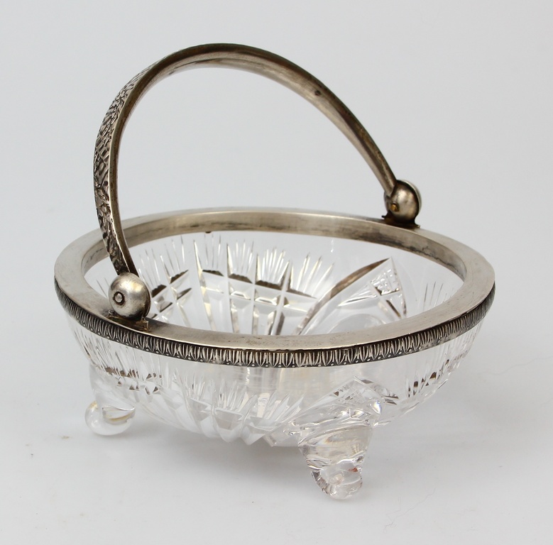 Кристальная миска с серебристой отделкой