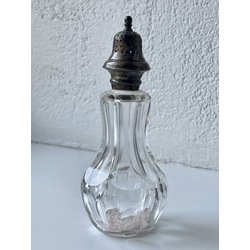 Glass salt shaker with silver - plated lid