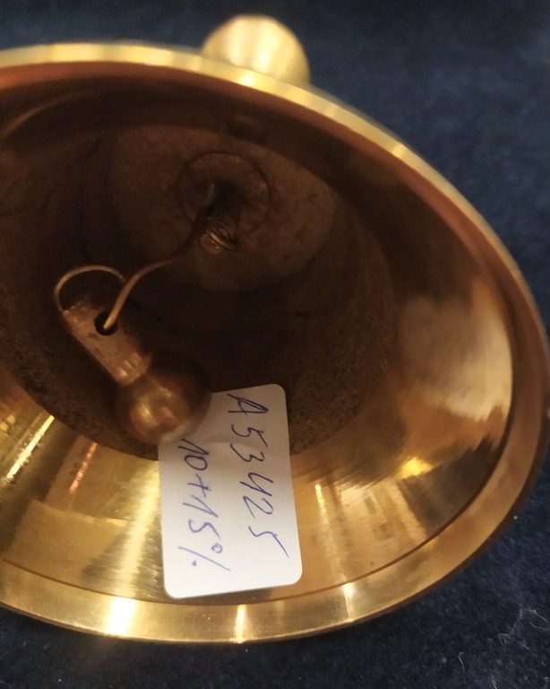 Metal bell with blue enamel