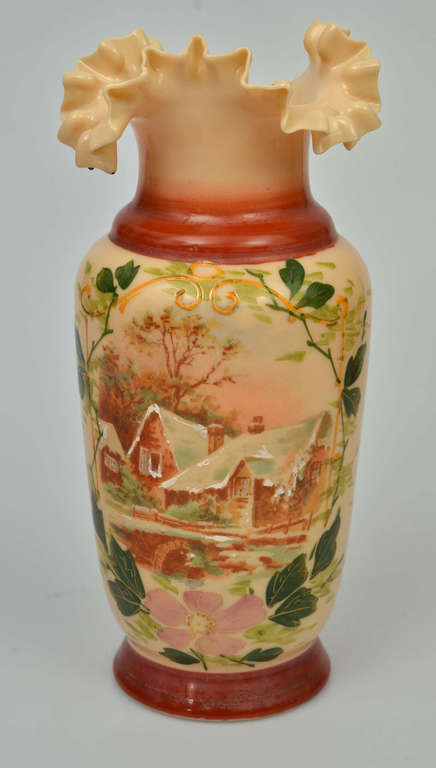 Стеклянная ваза с ручной росписью - парочка