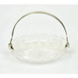 Glass candy dish with silver handle