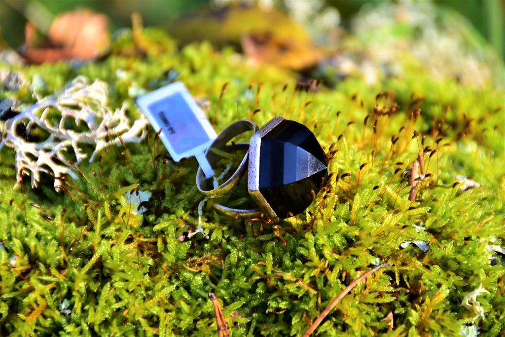 Silver ring with black chalcedony