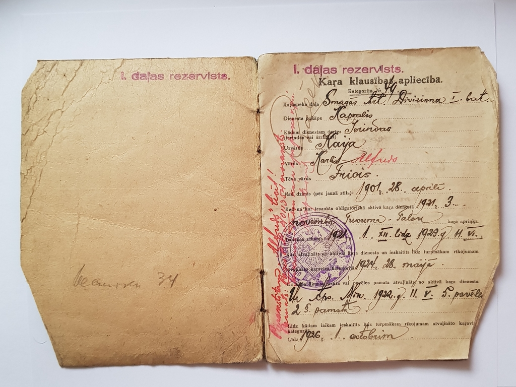 Latvian army soldier id book