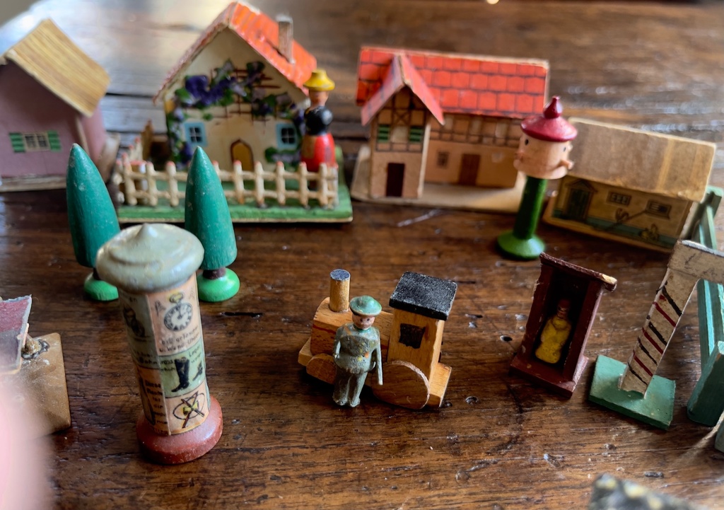 Collection of various wooden toys