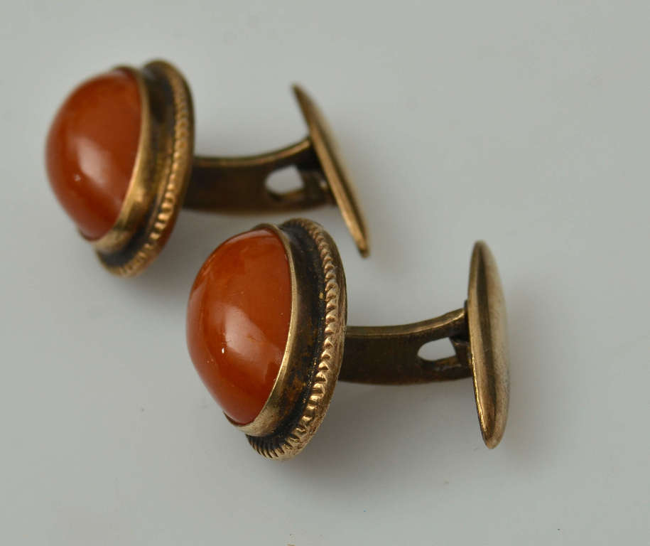 Silver cufflinks with amber