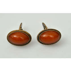 Silver cufflinks with amber