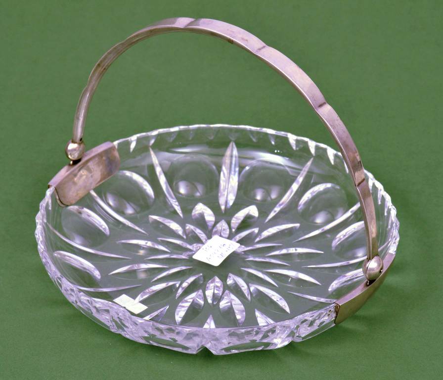 Glass fruit bowl with silver finish