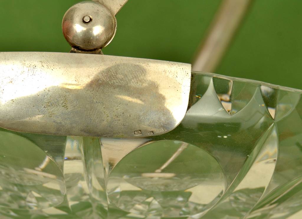 Glass fruit bowl with silver finish