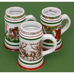 Porcelain cups with animal motifs 3 pcs.