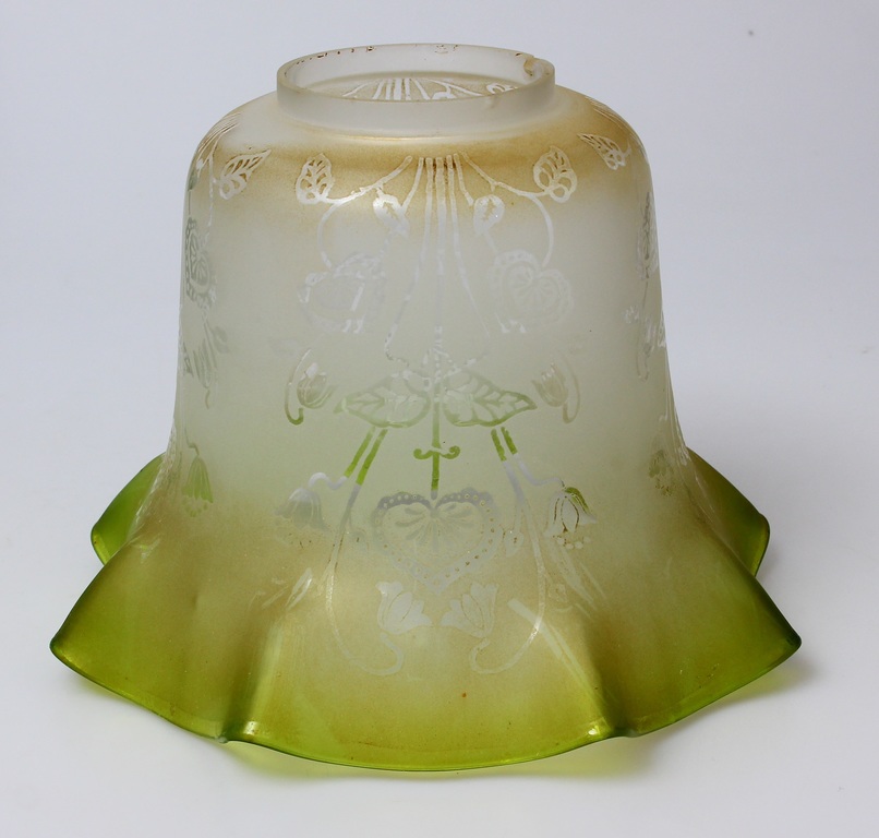 Colored glass Art Nouveau kerosene lamp dome