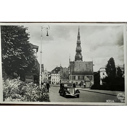 Postcard. Old Riga. Auto