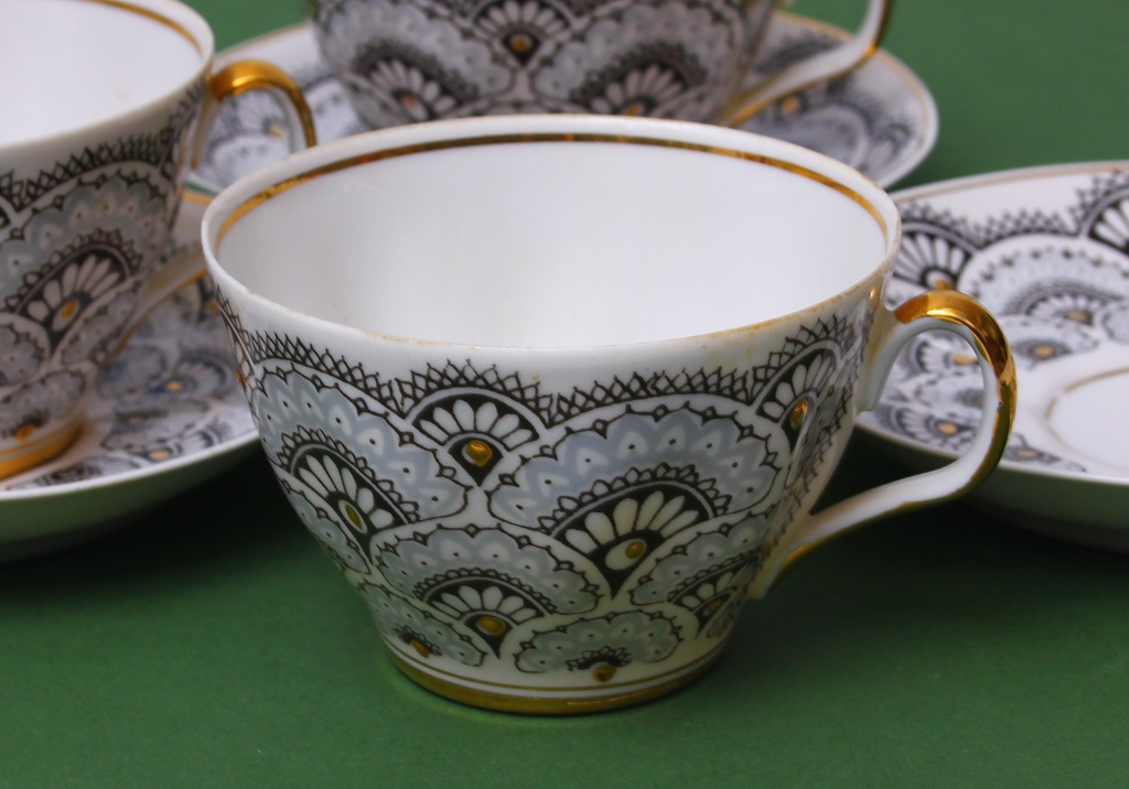 3 pcs. porcelain cups with saucers from porcelain service 