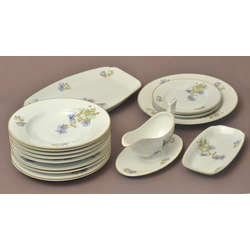 Partial porcelain lunch set for 12 people