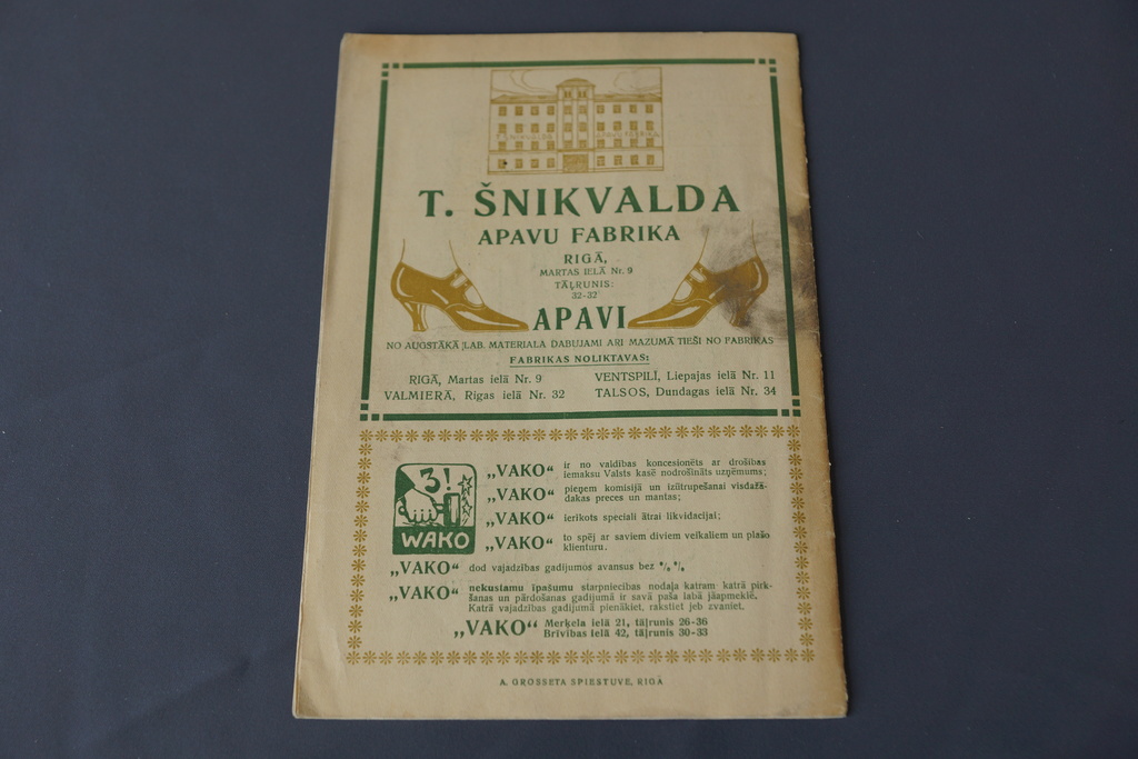 Программа Латвийской национальной оперы, 1924 год.