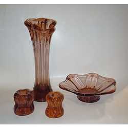 Set: Flower vase, Fruit bowl, two candlesticks.