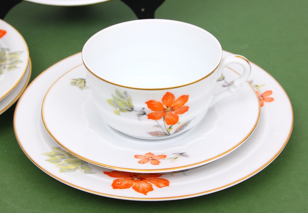 Partial porcelain tea set for 4 people