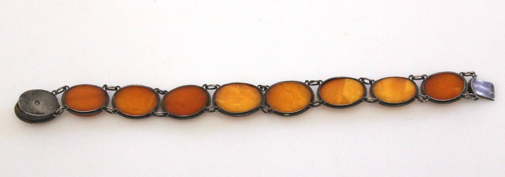 Amber bracelet with silver finish
