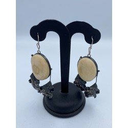 Silver earrings with bone