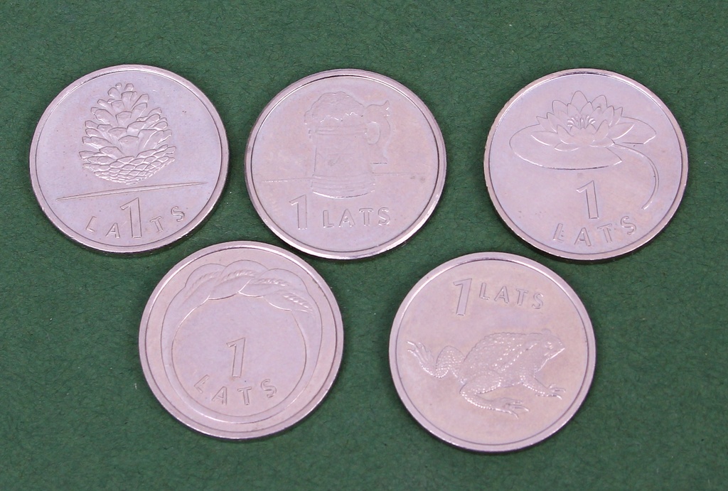 Latvian anniversary lats coins (5 pieces)