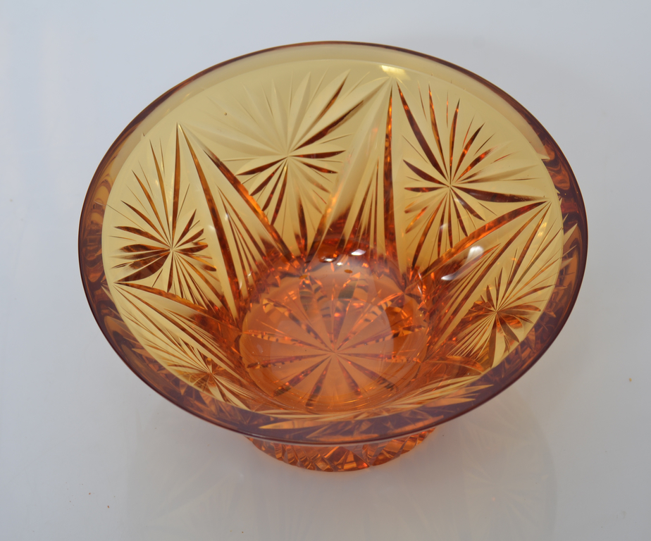 Amber colour glass bowl