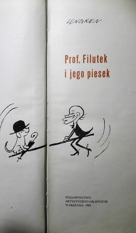 Comic - Professor Filutek and his dog, Lengren, 1964, Warsaw , 24 x 10 cm