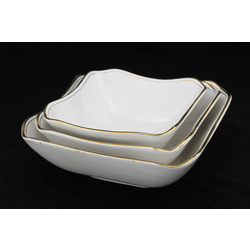 Three irregularly shaped porcelain bowls