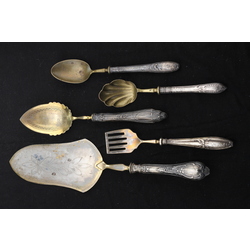 five different silver cutlery