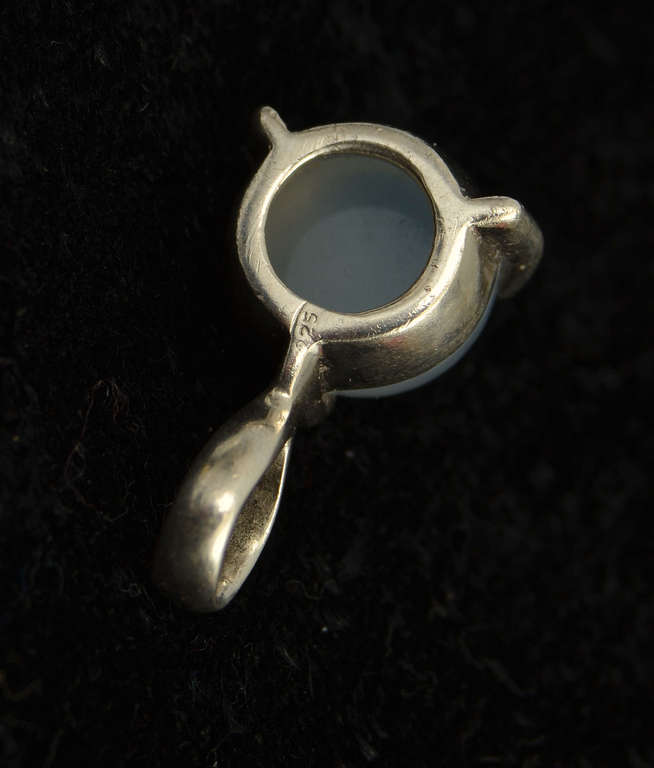 Silver Art Nouveau pendant with jade (?)