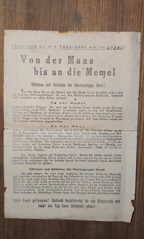 Brochure - pass for German soldiers and officers who surrender to the Red Army 