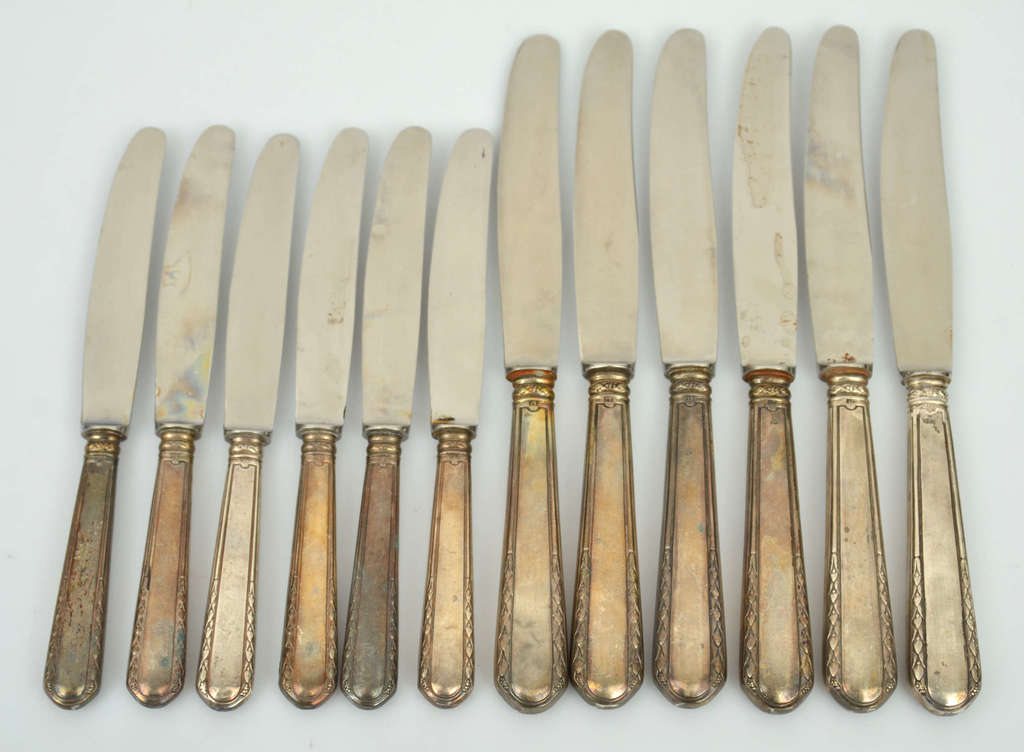 Silver knife set with metal blade (12 pcs)