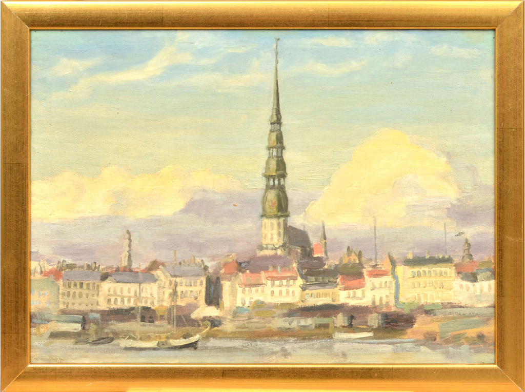Oil painting View of the Old Town (two-sided painting) by Roberts Sterns