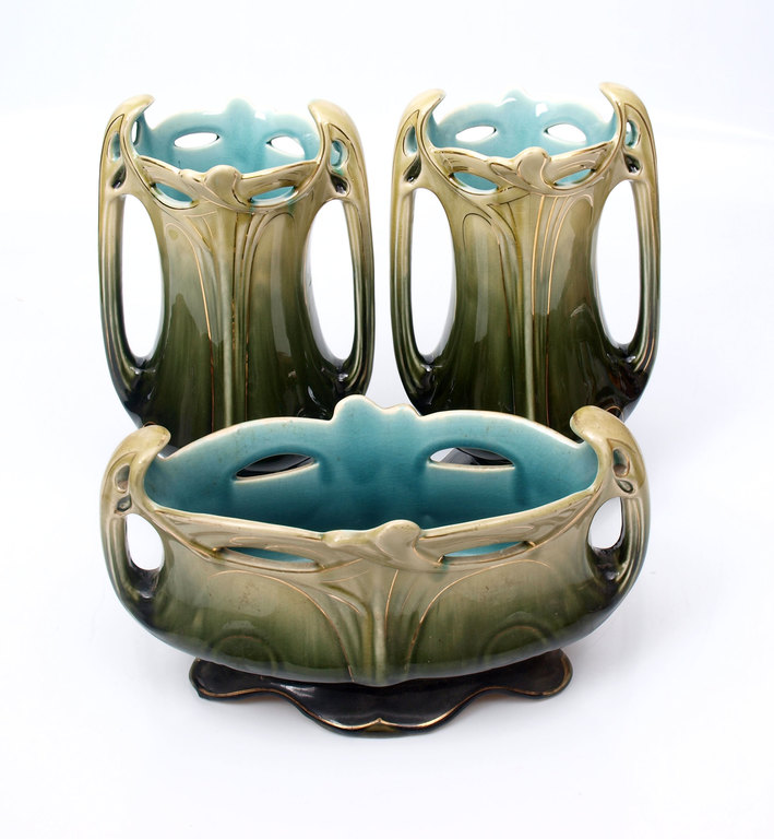 Art Nouveau ceramic vase set 