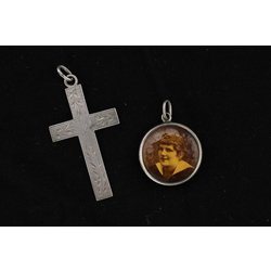 Silver cross with pendant