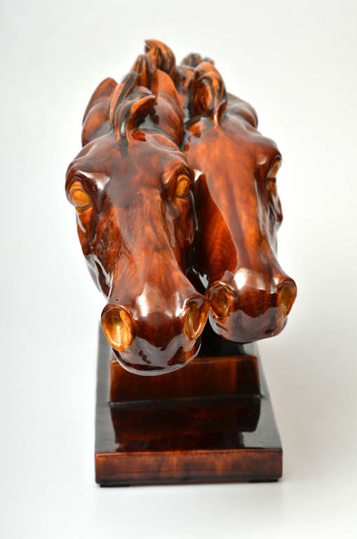 Ceramic sculpture Horse Heads