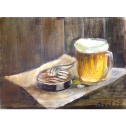 Still life with a jug of beer