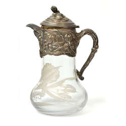 Art Nouveau wine jug with silver finish
