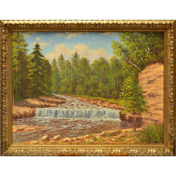 Latvian landscape with a waterfall