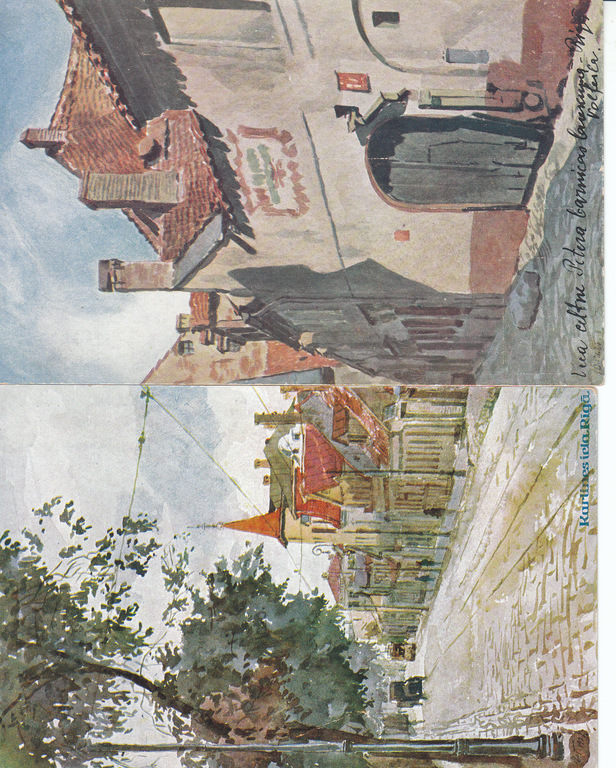 2 postcards - E. Wolfel's watercolors