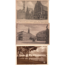 3 atklātnes - Rīga(Rīgas panorāma, Rātslaukums, Melngalvju nams)