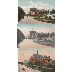 3 postcards - Riga. Commercial school