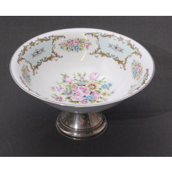 Lemoge porcelain dish with silver finish