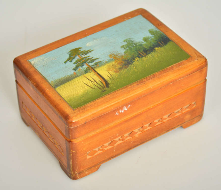Wooden chest with painting